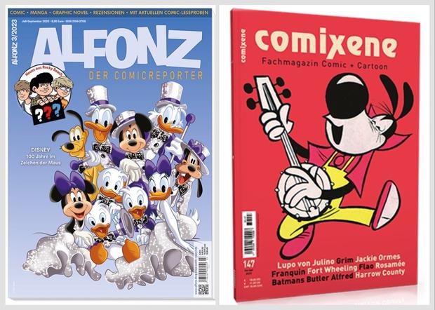 Aus zwei mach eins: Links das aktuelle „Alfonz“-Titelbild, rechts das Cover der letzten „Comixene“, die am 26. September erscheinen soll.