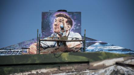 Ein Personenkult, der seinesgleichen sucht: Wandporträt Lionel Messis in Rosario
