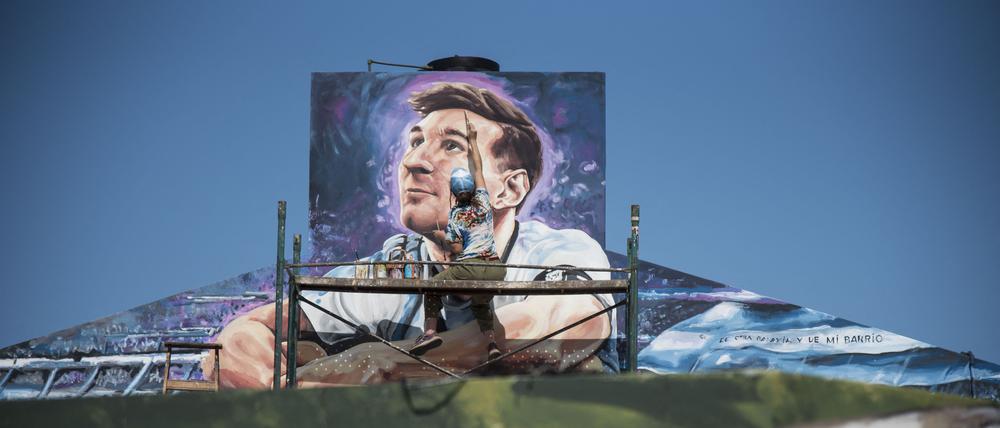 Ein Personenkult, der seinesgleichen sucht: Wandporträt Lionel Messis in Rosario