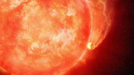 12.000 Lichtjahre von der Erde entfernt ist ein großer Gasplanet in seinen Stern gestürzt und hat dabei einen gewaltigen Strahlungsausbruch ausgelöst.