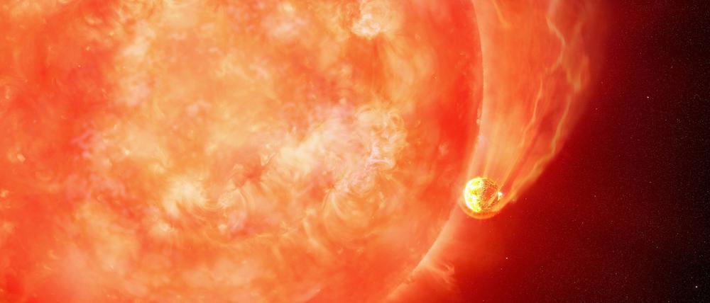12.000 Lichtjahre von der Erde entfernt ist ein großer Gasplanet in seinen Stern gestürzt und hat dabei einen gewaltigen Strahlungsausbruch ausgelöst.