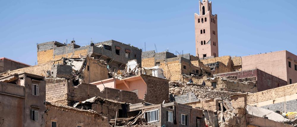 Zerstörte Häuser in Marokko.