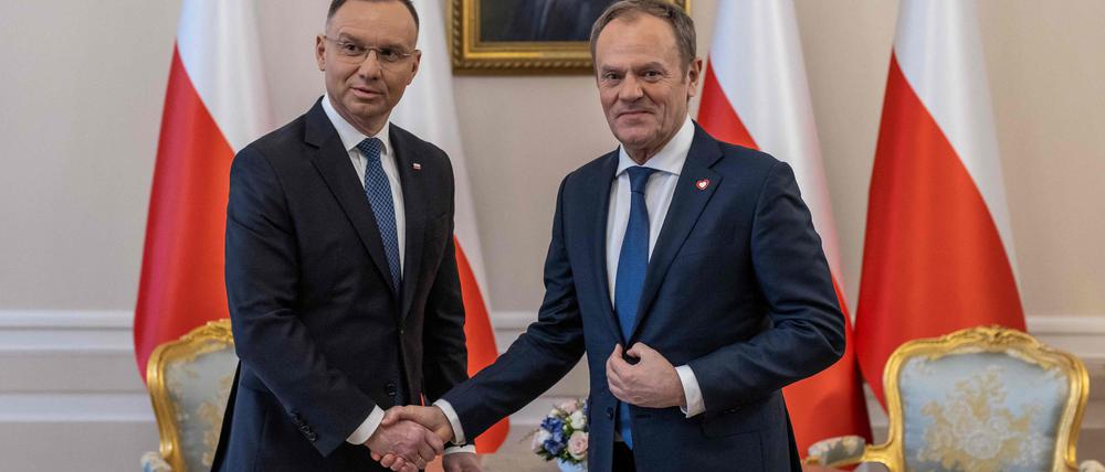 Harte Aussprache über den Rechtsstaat: Präsident Andrzej Duda (links) und Premier Donald Tusk. 