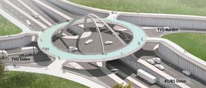TVO mit futuristischer Fahrradbrücke.
