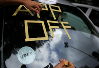 Uber aus: Kurz vor dem Börsengang protestierten weltweit Uber-Fahrer. Foto: Nacho Doce/REUTERS