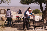Der Workshop "Capacity Building und Bauwerkserhaltung" in Umm QaYs. Mit dieser gerade angelaufenen Steinmetzausbildung für Jordanier und syrische Flüchtlinge leistet das DAI einen Beitrag zur Stärkung des gesellschaftlichen Dialogs in Zeiten von Flucht und Migration. Foto: Claudia Bührig 
