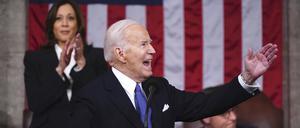 Joe Biden, Präsident der USA, hält die Rede zur Lage der Nation vor einer gemeinsamen Sitzung des Kongresses im Kapitol.