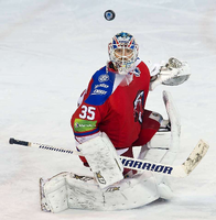 Petri Vehanen zeigte eine starke Leistung im Tor der Eisbären. Foto: dpa
