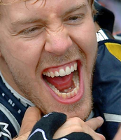 Mit 25 bereits dreimal Formel-1-Weltmeister. Sebastian Vettel kann sein Glück kaum fassen.