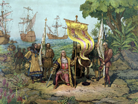 Darstellung von der Eroberung Amerikas durch Christoph Kolumbus. Foto: imago/StockTrek Images