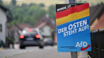 Ein Wahlplakat der AfD im Landkreis Sonneberg im Juni 2023.