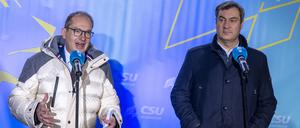 Alexander Dobrindt, CSU-Landesgruppenchef, und der CSU-Vorsitzende Markus Söder (r.) wollen sich bei der Winterklausur der CSU im Bundestag im Kloster Seeon als Alternative zur Ampelregierung präsentieren.