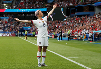 Megan Rapinoe im Viertelfinale der Fußball-WM 2019. Foto: REUTERS/Benoit Tessier