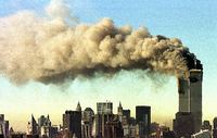 Ein Tag, der die Welt veränderte: Am 11. September 2001 brennen die Türme des  World Trade Center in New York. Foto: dpa/Uncredited