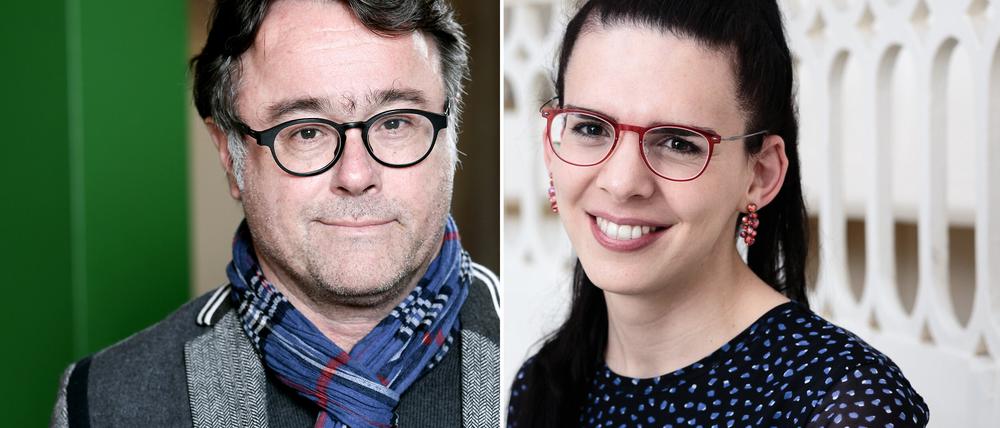 Die Preisträger:innen des Berliner Wissenschaftspreises 2021, Michael Zürn und Mira Sievers.