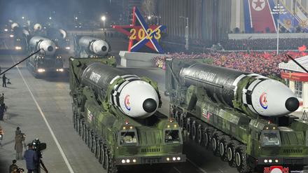 Raketen auf einer Militärparade in Nordkorea.