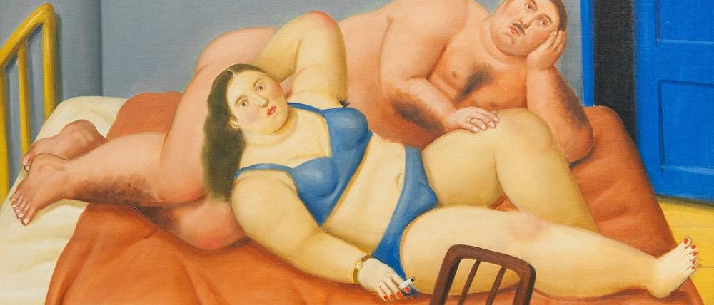 Die Anima Gallery hat von Fernando Botero "Lovers in Bed" (2011) dabei