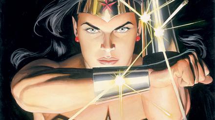 Mit Armreifen gegen Pistolen. Wonder Woman, gezeichnet von Alex Ross.