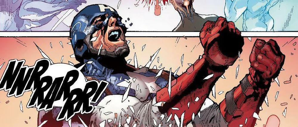 Menschen und Mutanten: Captain America in einer Szene aus der aktuellen Avengers-Serie.