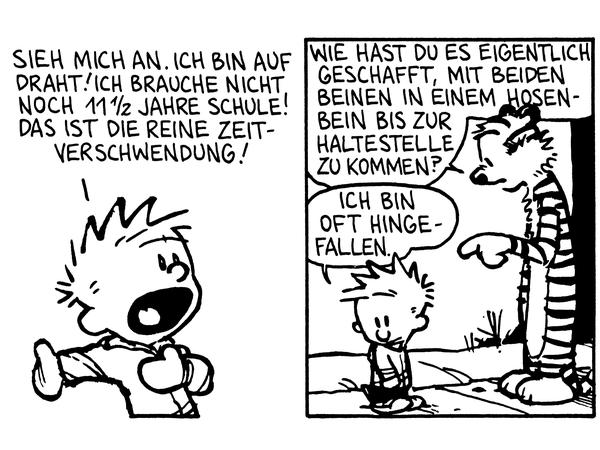 Frühreif: Ein "Calvin und Hobbes"-Wochentagsstrip von 1992.