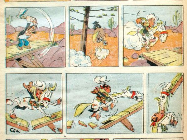 Ross und Reiter: Eine Szene aus dem ersten Lucky-Luke-Abenteuer, das Ende 1946 veröffentlicht wurde. 