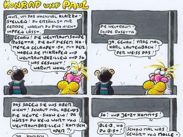 Eine Szene aus Ralf Königs online fortlaufendem Comic-Strip zum Corona-Alltag.