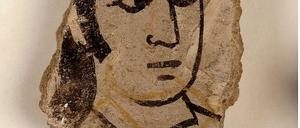 Malereifragment aus dem Kalifenpalast von Samarra aus dem 9. Jahrhundert. Frescomalerein auf Stuck waren vermutlich weit verbreitet in Samarra, es sind aber nur Bruchstücke erhalten geblieben. 
