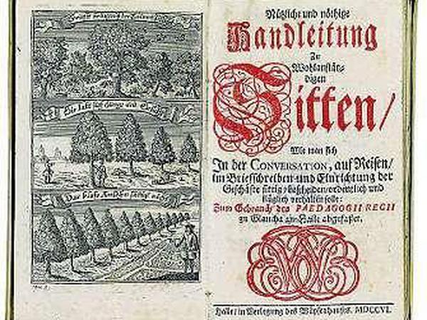 Franckes "nöthige" Schrift zu "wohlanständigen Sitten", gedruckt in Halle 1706.