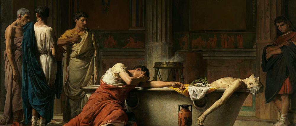 Selbstmord auf Befehl. "Der Tod des Seneca" (1871): Gemälde von Manuel Dominguez Sánchez, zu sehen im Prado von Madrid.