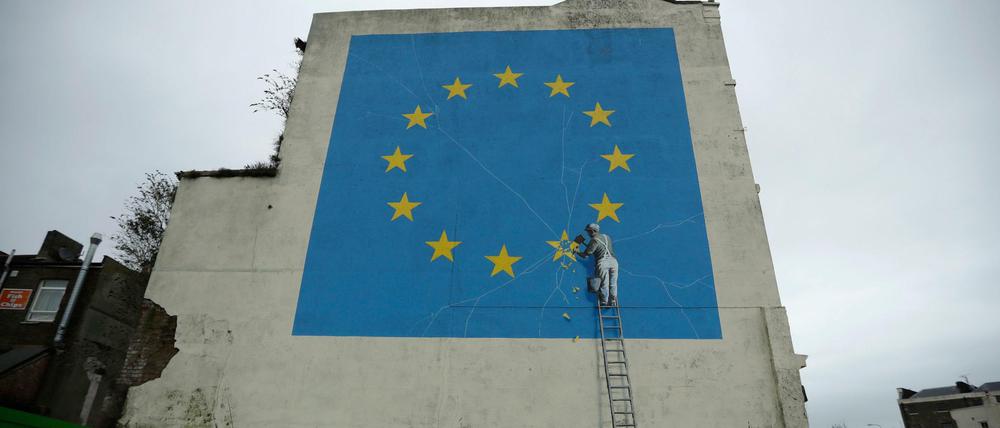 Entrüstet. Das Banksy-Gemälde entstand nach der Brexit-Entscheidung.
