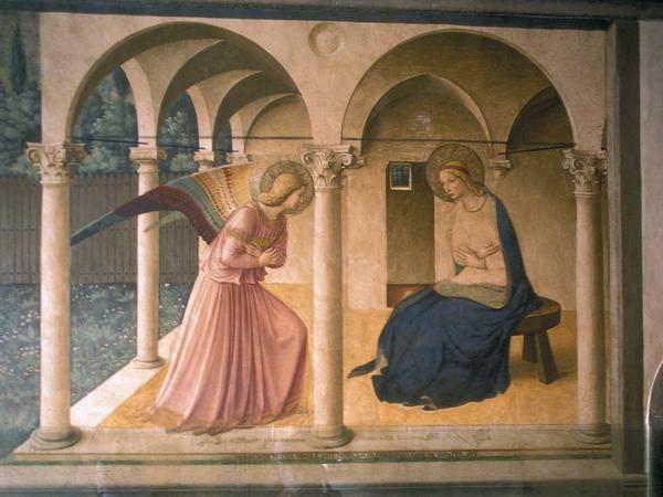 Die schönsten Engel hat Fra Angelico gemalt. Diese "Verkündigung" entstand 1440 als Wandbild für das Kloster San Marco in Florenz. 