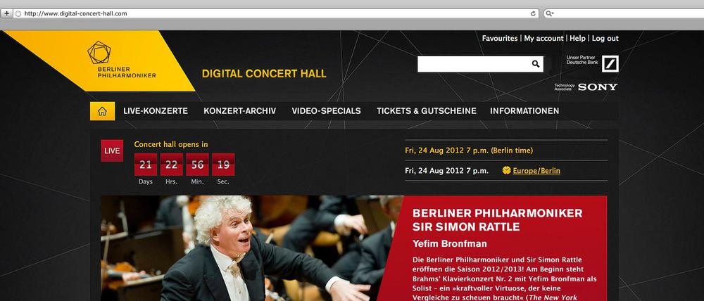 Screenshot der Digital Concert Hall der Berliner Philharmoniker.