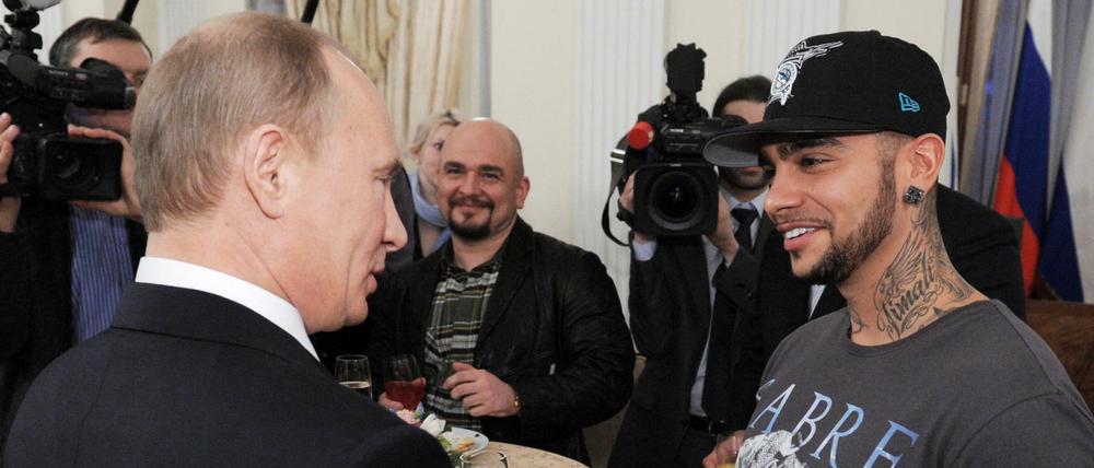 Beste Freunde. Rapper Timati (rechts) mit Putin in Moskau.