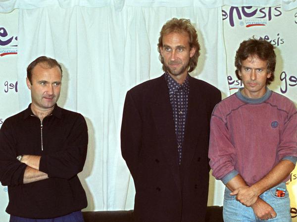 Phil Collins, Mike Rutherford und Tony Banks (von links) 1992 in Hannover. 