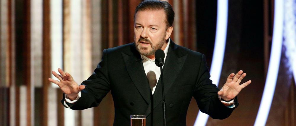 Roasting-King. Ricky Gervais teilt an diesem Abend mal wieder aus - zumindest rhetorisch.