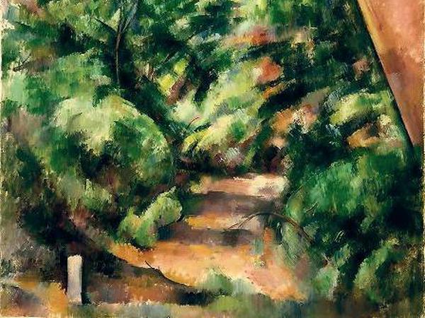 Zuhause im Licht. Ein Ausschnitt aus Paul Cézannes „Le Rocher rouge“ ( 1895-1900). Das Gemälde ist in der Ausstellung in Aix-en-Provence zu sehen. 