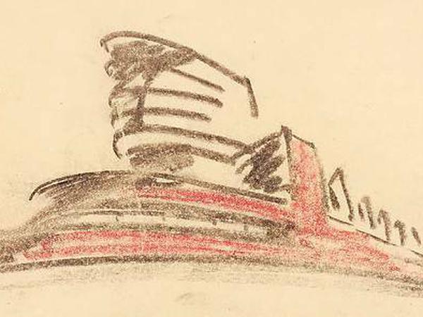 Erich Mendelssohns Entwurf zur Textilfabrik "Rote Fahne" in Leningrad, 1925.