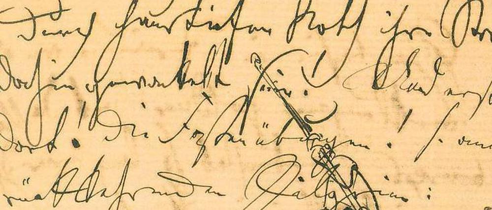Wertvolles Gekritzel. Brief Adolph von Menzels an einen Freund. Er wird kommende Woche in Berlin versteigert.