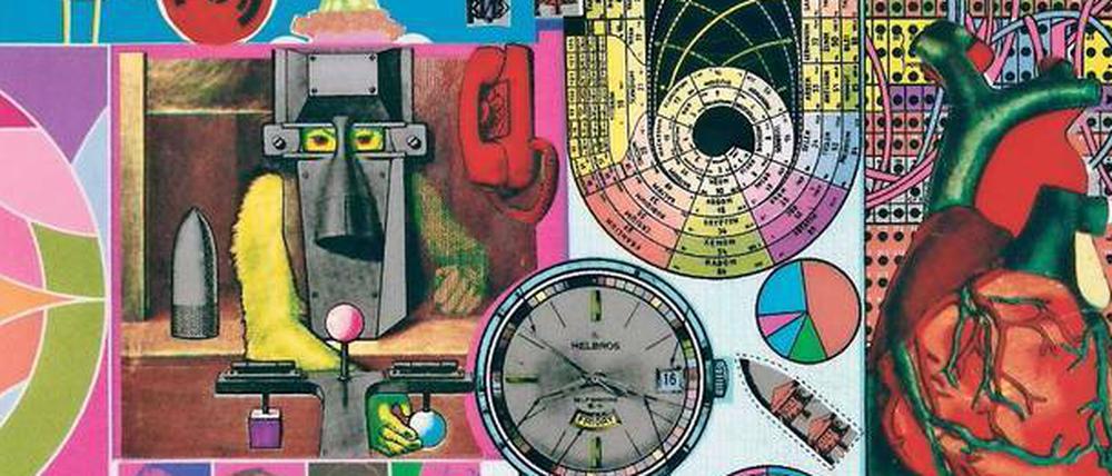 Wildes Wandbild. Vom Pop-Künstler Eduardo Paolozzi stammt das Blatt "B.A.S.H.", 1971, Farbsiebdruck und Collage.