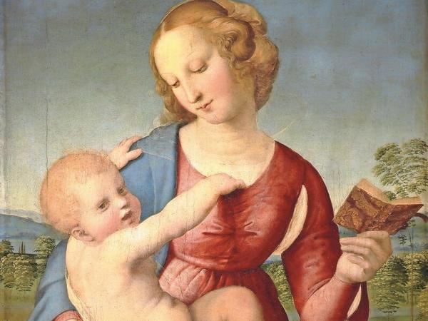 Von den 20 Werken dieses Typs, die Raffael malte, gleicht keins dem anderen. Er variierte Motive wie das Gebetbuch, das die „Madonna Colonna“ (um 1508) in Händen hält.