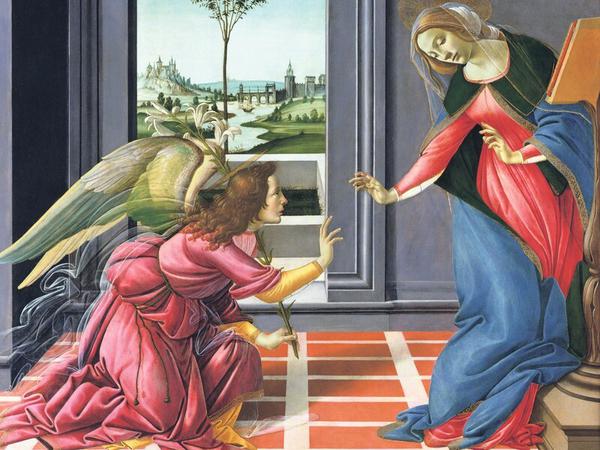 Fürchte dich nicht. Sandro Botticellis dramatische, ebenfalls in einer Nobelvilla angesiedelte „Verkündigung“ von 1489/90 hängt in den Uffizien in Florenz. 