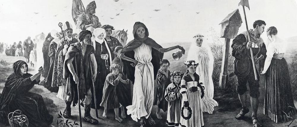 Der Berliner Künstler Gustav Spangenberg (1828-1891) verlor zwei seiner Kinder bei der Cholera-Epidemie. Sein Ölgemälde „Der Zug des Todes“ stammt von 1876. 