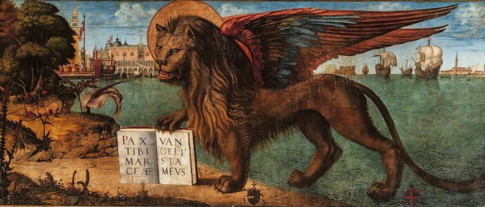 Stadtansicht mit geflügeltem Löwen von Vittore Carpaccio (um 1500). 