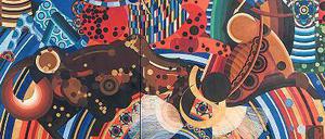 Kandinskys Fiebertraum. 1928 malte der deutsche Künstler Sascha Wiederhold "Bogenschützen" (204 mal 240cm) als Spiel geometrischer Formen.