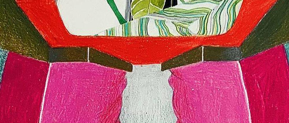 Um 1965 zeichnete Anna Oppermann einen „Sitzenden Frauentorso mit Spiegel“. 