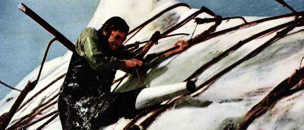 Holzbein, sei wachsam! Captain Ahab, gespielt von Gregory Peck, ringt in John Hustons Verfilmung von "Moby Dick" mit dem weißen Wal.