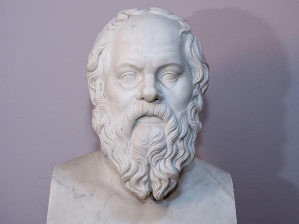 Die Büste des griechischen Philosophen Sokrates im bayerischen Landtag. 