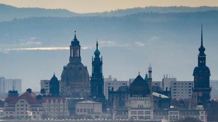Blick auf die Innenstadt von Dresden. 