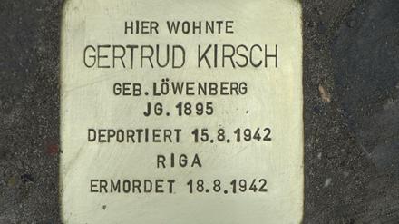 The Stolperstein in Wilmersdorf dedicated to Gertrud Kirsch was laid in April 2013.