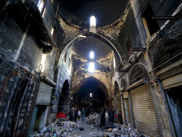 Der Khan al Wezir war einst ein prächtiger Teil des Soukhs von Aleppo. 